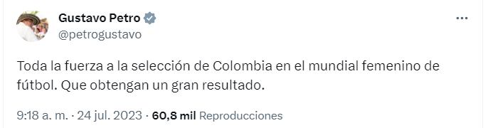 Mensaje de Gustavo Petro a la selección Colombia Femenina