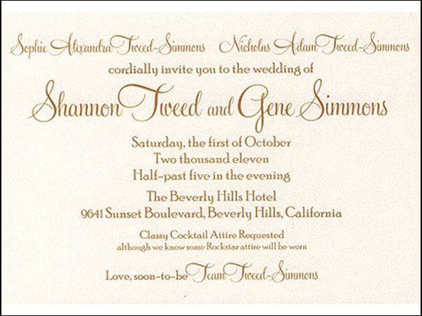 La tarjeta de invitación a su boda en 2011