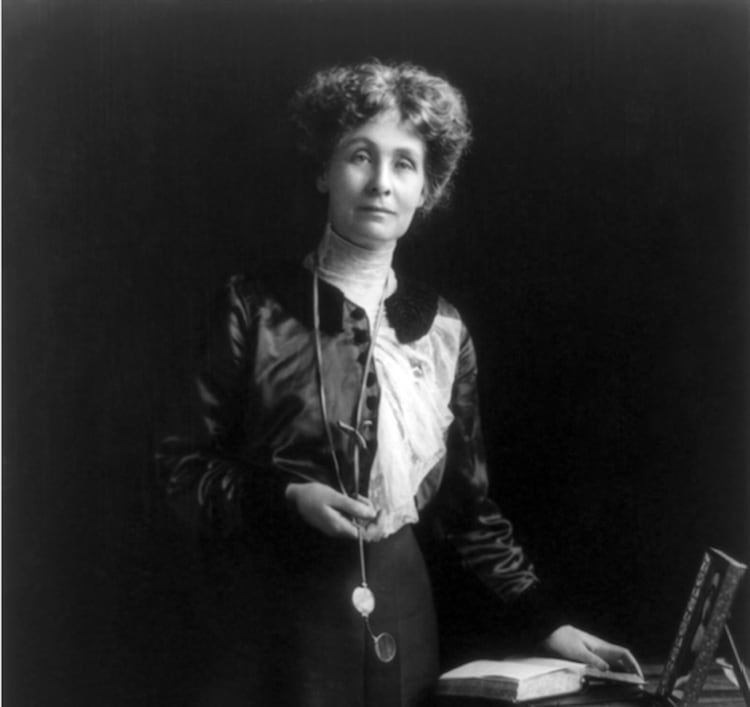 Emmeline Pankhurst, la famosa sufragista británica. (División de Impresiones y Fotografías de la Biblioteca del Congreso de los Estados Unidos)