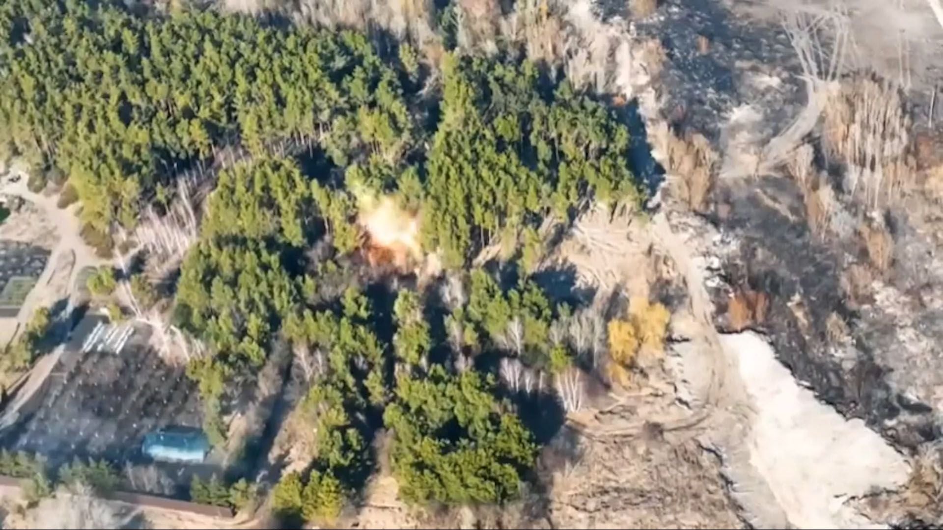 Ukrainian drones hunt Russian tanks in a forest