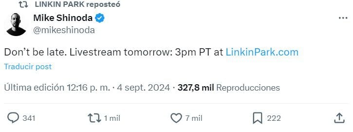 Mike Shinoda confirmó que el evento será transmitido en vivo este 5 de septiembre (X/MikeShinoda)