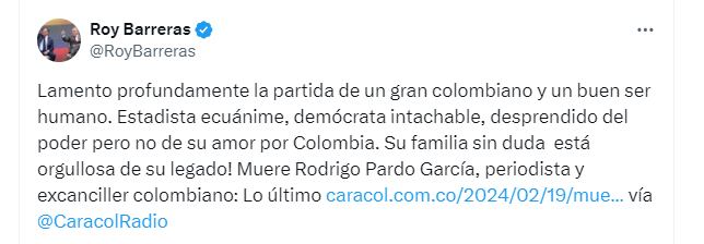 El embajador de Colombia en Inglaterra también se pronunció sobre la muerte del periodista - crédito Redes sociales/X