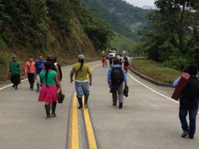 La protesta se realiza en inmediaciones al municipio de Balboa, en Risaralda - crédito redes sociales