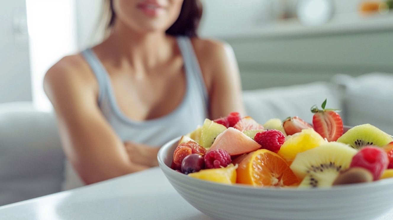 Joven preparando un desayuno saludable con un surtido de frutas coloridas, destacando la importancia de la alimentación equilibrada y rica en nutrientes. Este acto matutino subraya su dedicación a una dieta saludable, reforzando el valor de las vitaminas y la hidratación para un bienestar óptimo. (Imagen ilustrativa Infobae)