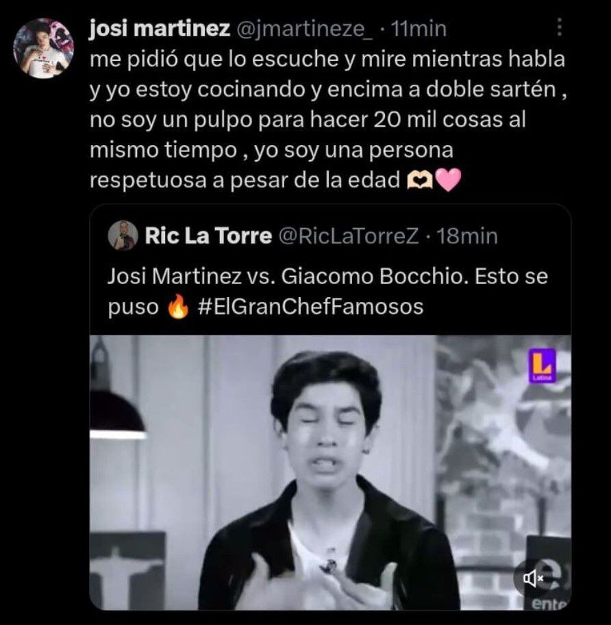 Josi Martínez se pronunció en redes, luego de ser criticado por pelear con Giacomo Bocchio. Créditos - Twitter