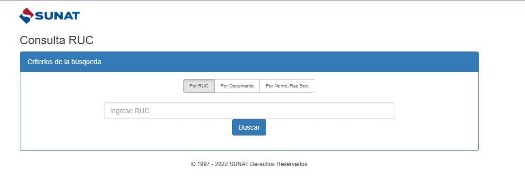 Consulta RUC en portal de SUNAT