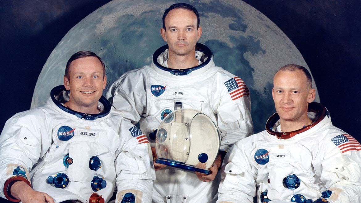 La tripulación del Apolo 11: Neil Armstrong, Michael Collins y Edwin Buzz (NASA)