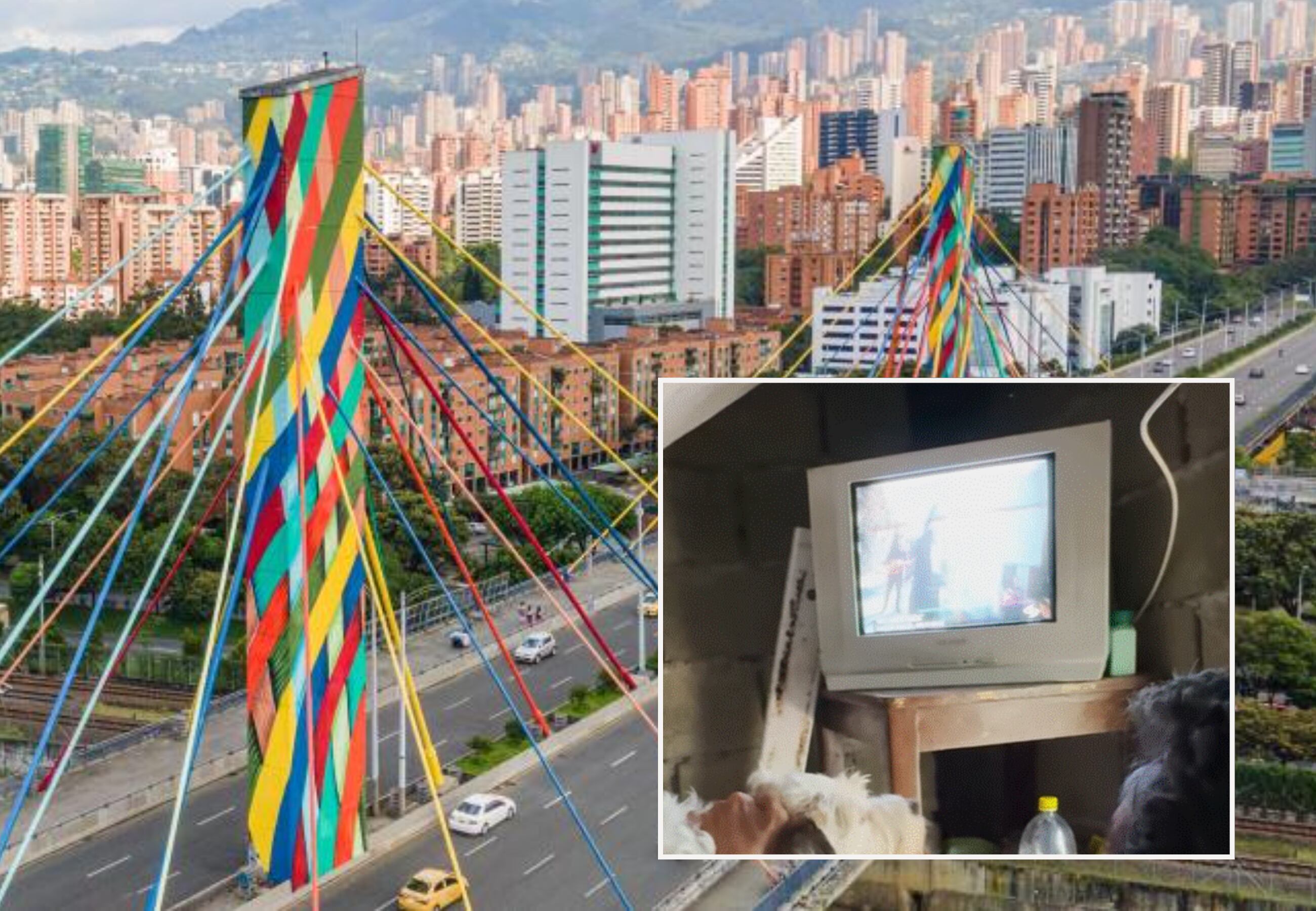 Con luz y televisión, así vive una mujer al interior de un puente peatonal  en Medellín - Infobae