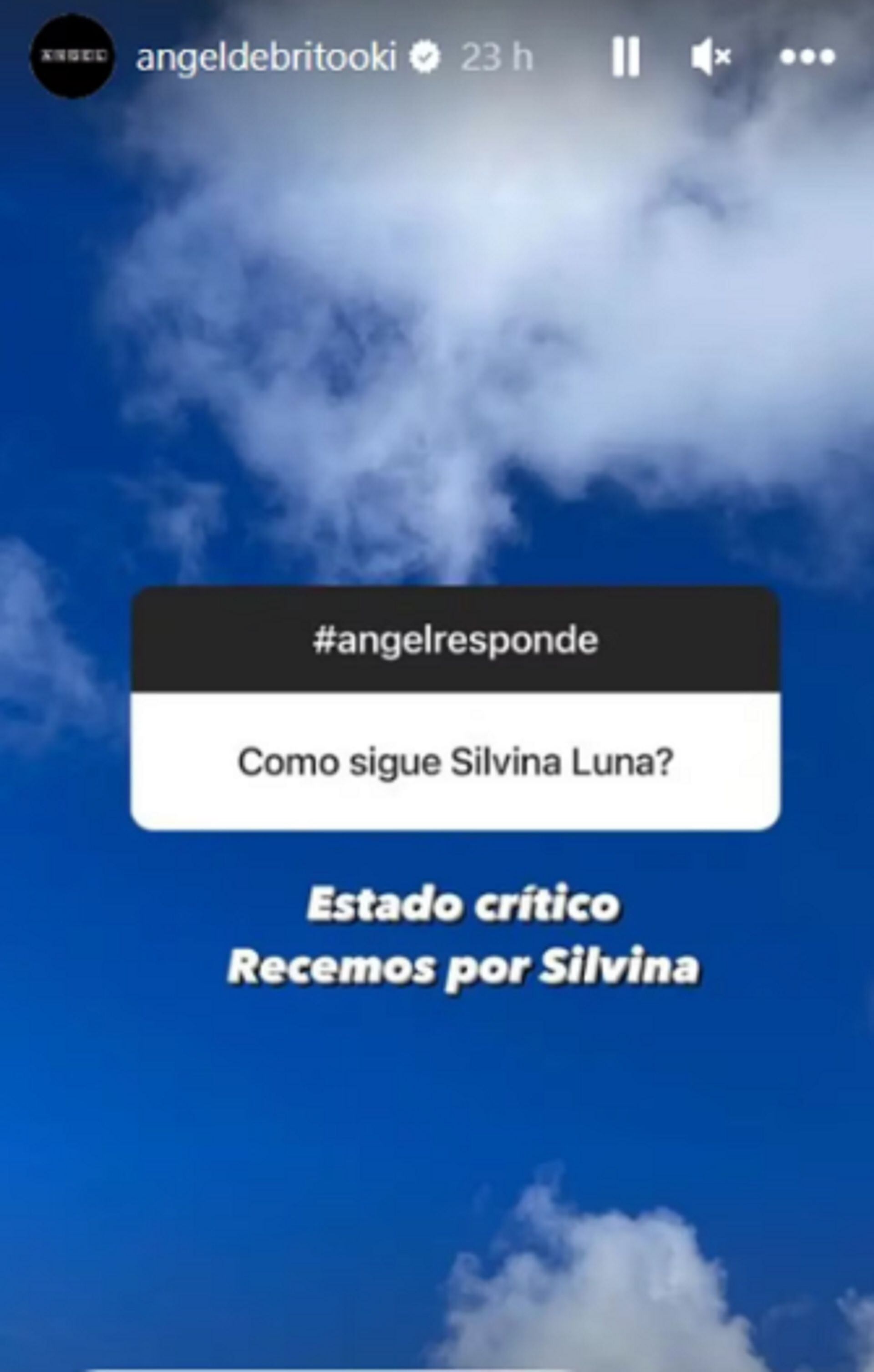 El posteo de Ángel de Brito en Instagram sobre la salud de Silvina Luna (@angeldebritooki)