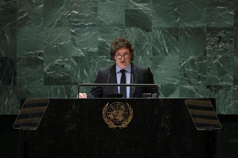 El presidente Javier Milei, en la 79 Asamblea General de Naciones Unidas, en Nueva York, el 24 de septiembre de 2024. REUTERS/Mike Segar