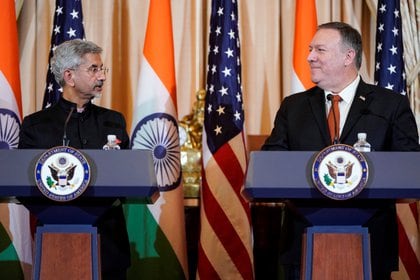 Pompeo y su homólogo indio, Subrahmanyam Jaishankar (Reuters)