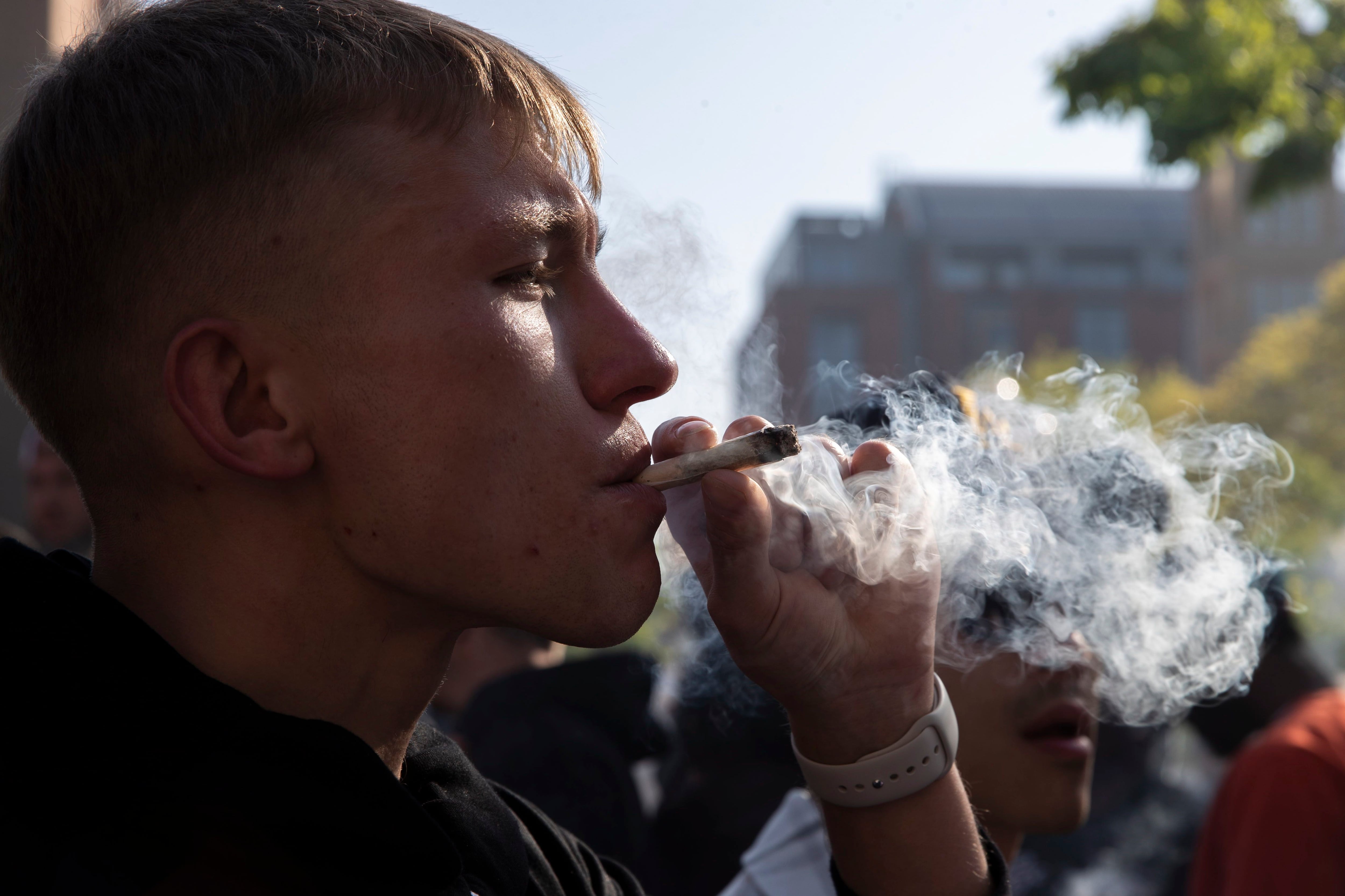 Una persona fumando marihuana (EFE/EPA/Sarah Yenesel)
