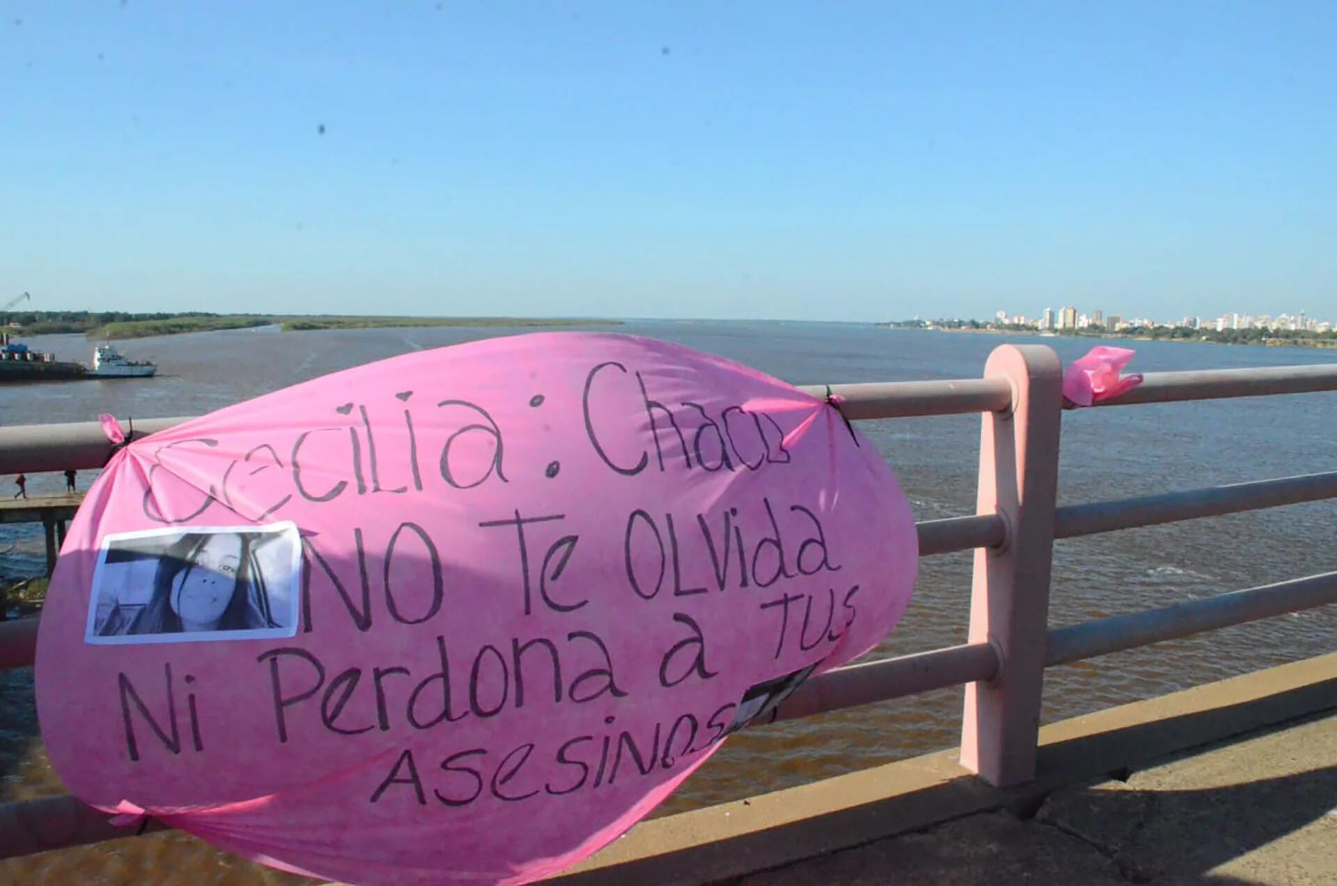 Alguno de los carteles que colgaron en el puente