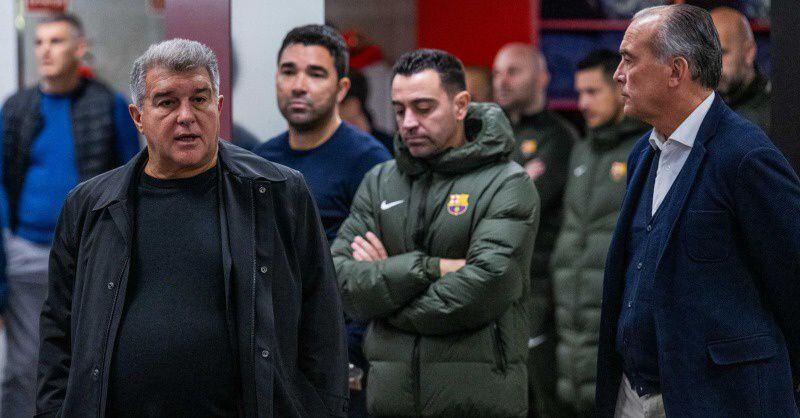 28/01/2024 El presidente del FC Barcelona, Joan Laporta, visita a Xavi y a la plantilla CATALUÑA ESPAÑA EUROPA DEPORTES BARCELONA FCB 