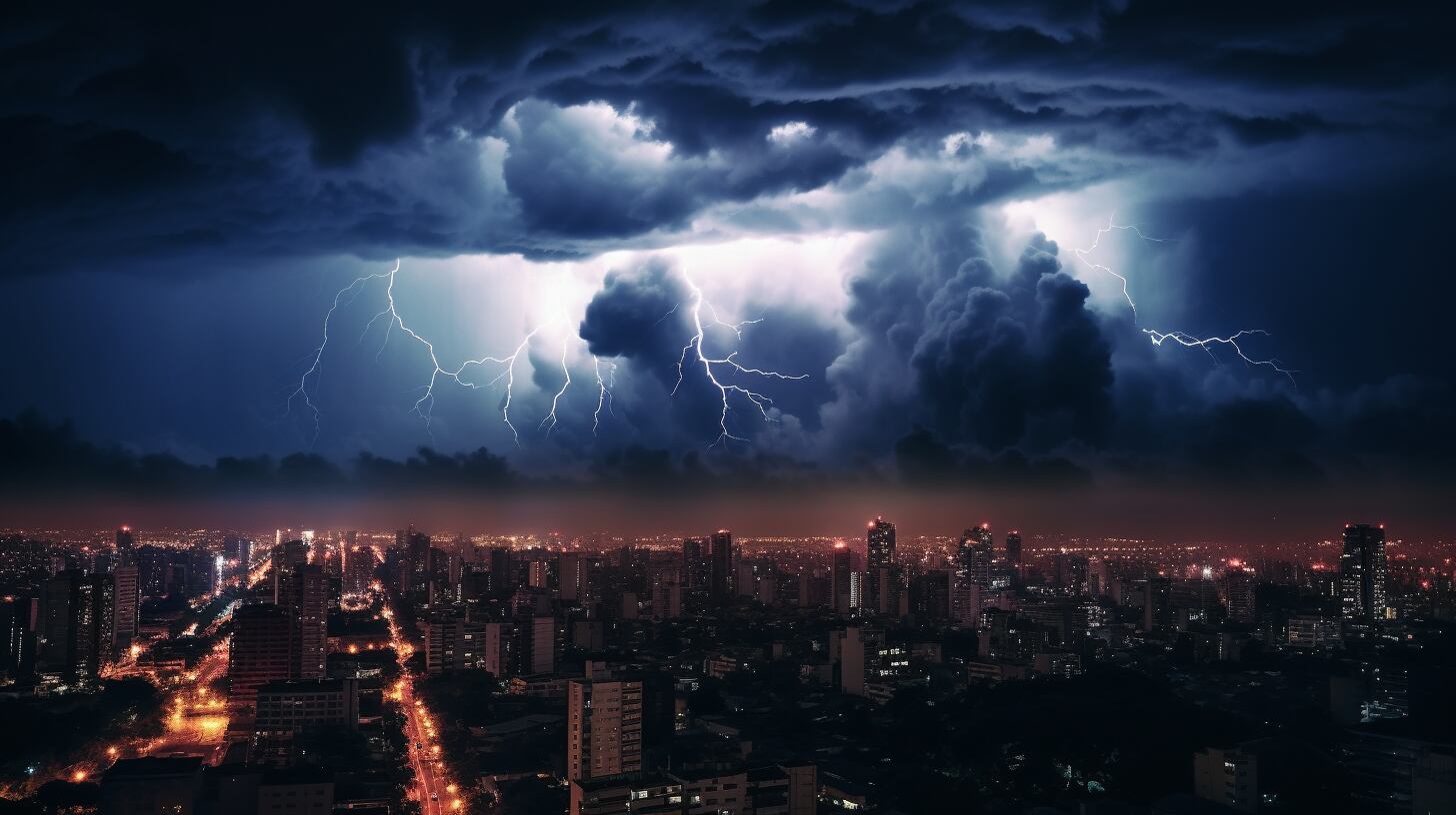 rayos, tormenta eléctrica en plena noche, atardecer, bs as, buenos aires, américa latina, argentina, lluvia, mal clima, mal pronóstico climático, meteorología - (Imagen Ilustrativa Infobae)