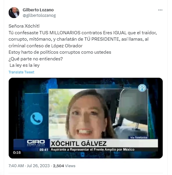 L der de FRENAAA dice que X chitl G lvez es igual a AMLO Hacen