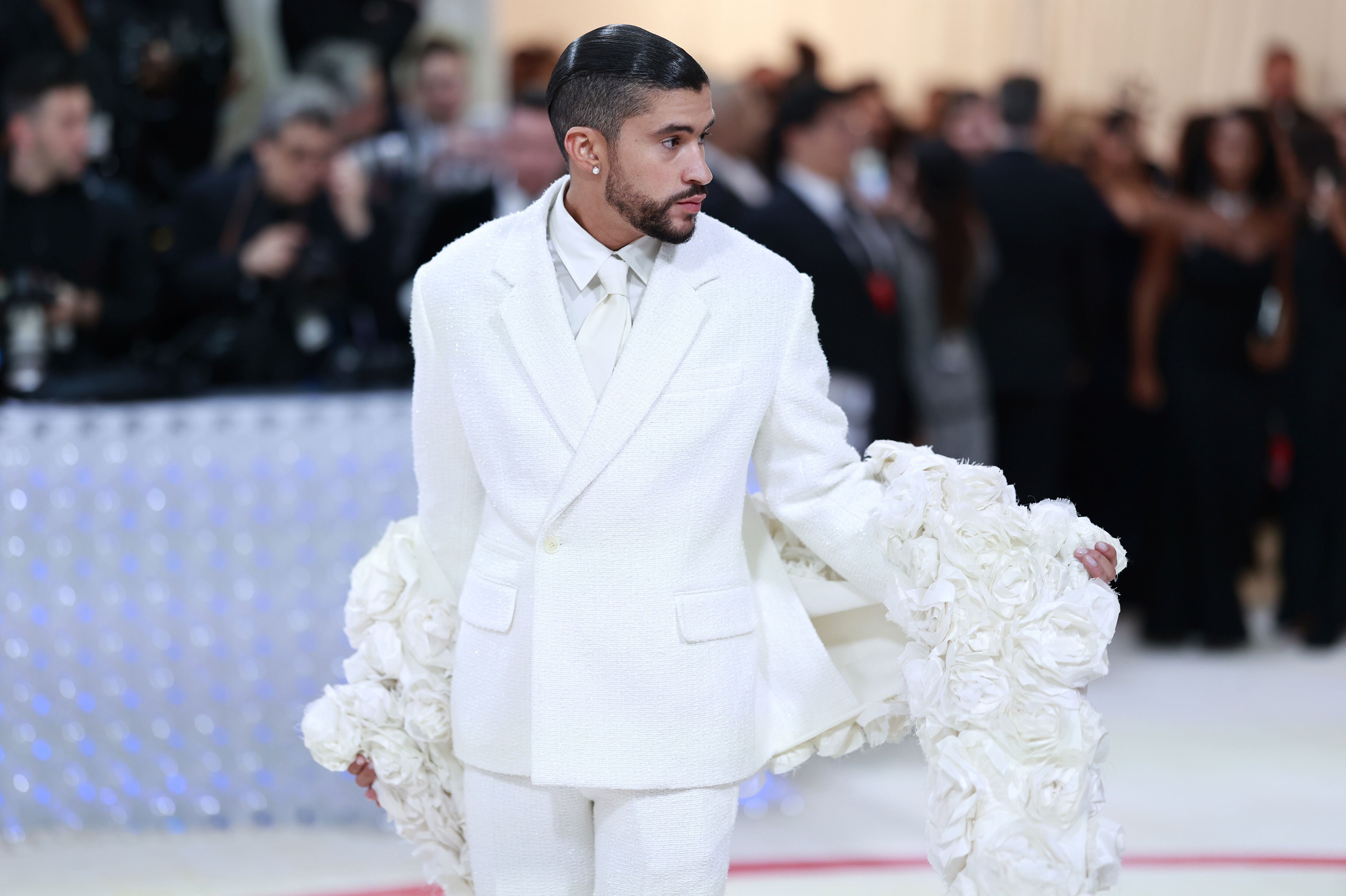 Vista del cantante Bad Bunnya su llegada a la Met Gala de 2023, en una fotografía de archivo. EFE/ Justin Lane 