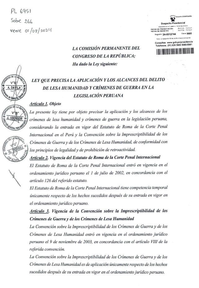 Documento que precisa la hora en la que documento ingresó al Despacho Presidencial.