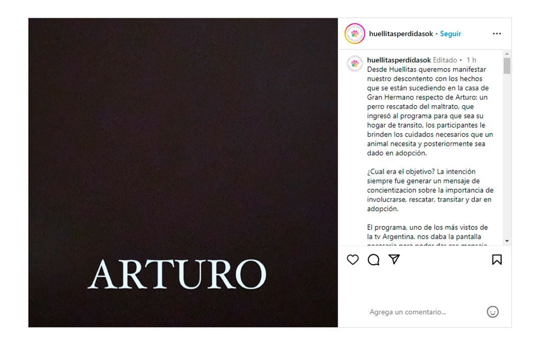 posteo de pedido de Melina Lezcano que saquen a Arturo