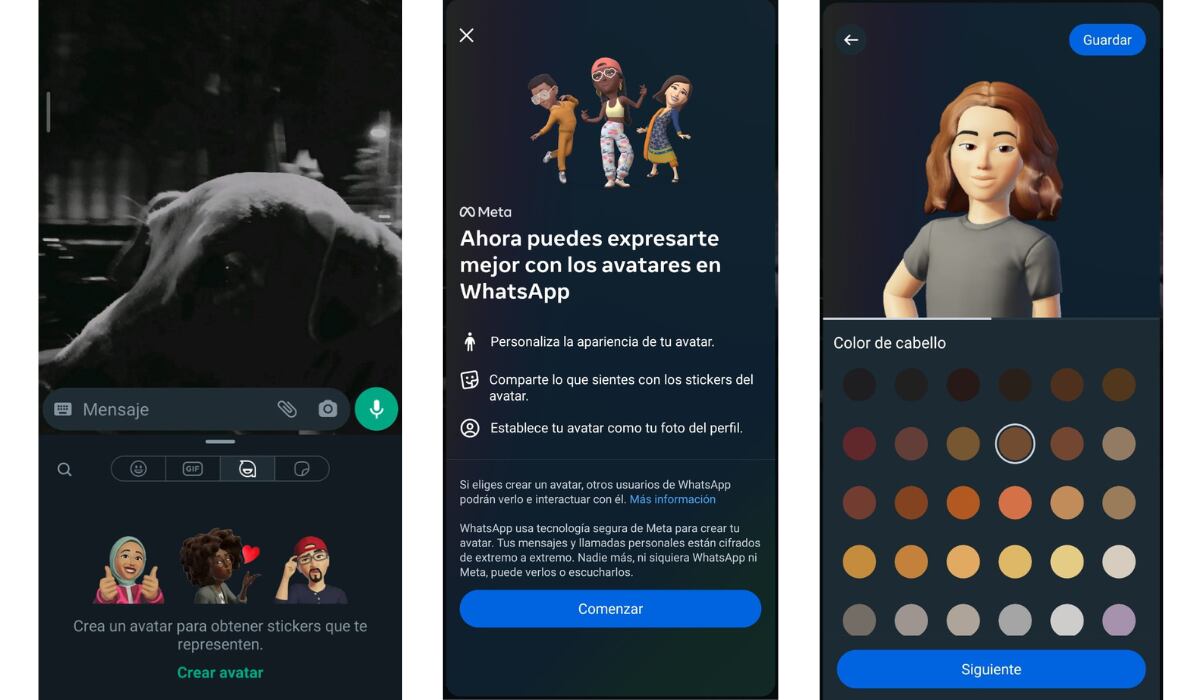 La forma más sencilla para crear un avatar es desde stickers. (Meta)