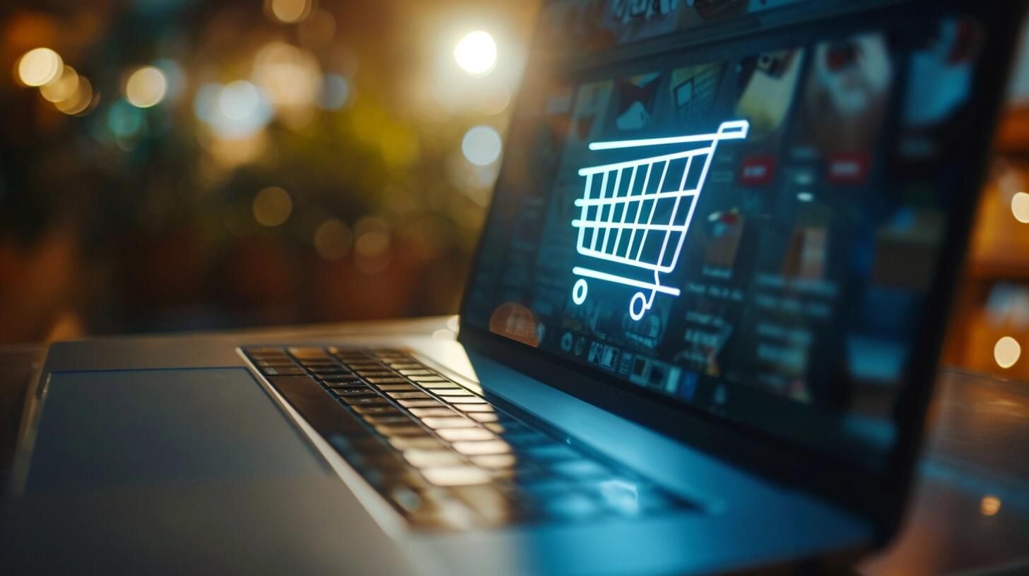 Pantalla de un celular y una computadora mostrando un carrito de compras en un sitio web de comercio electrónico, simbolizando la comodidad y versatilidad de comprar en línea. La imagen refleja cómo los consumidores pueden aprovechar ofertas y realizar transacciones seguras, tanto con débito como crédito, a través de diferentes dispositivos, resaltando la influencia del internet y la tecnología en las prácticas de compra actuales. (Imagen ilustrativa Infobae)