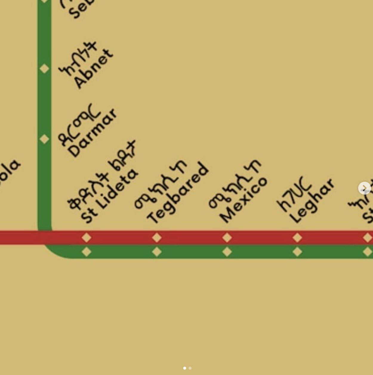 En el mapa que muestra el metro de Etiopía se puede leer la estación "México".