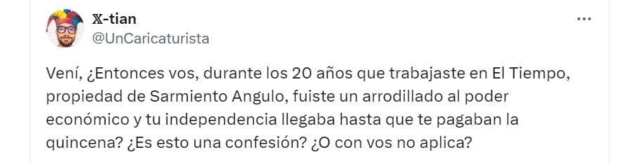 Caricaturista Cristian Sánchez (X-tian) y su crítica a Matador - crédito @UnCaricaturista/X