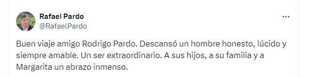 Rafael Pardo le deseó un buen viaje a Rodrigo Pardo - crédito Redes sociales/X