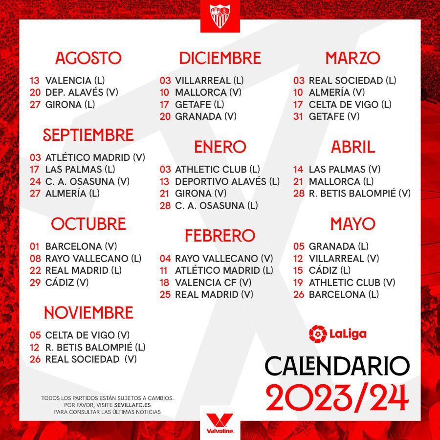 Calendario Sevilla