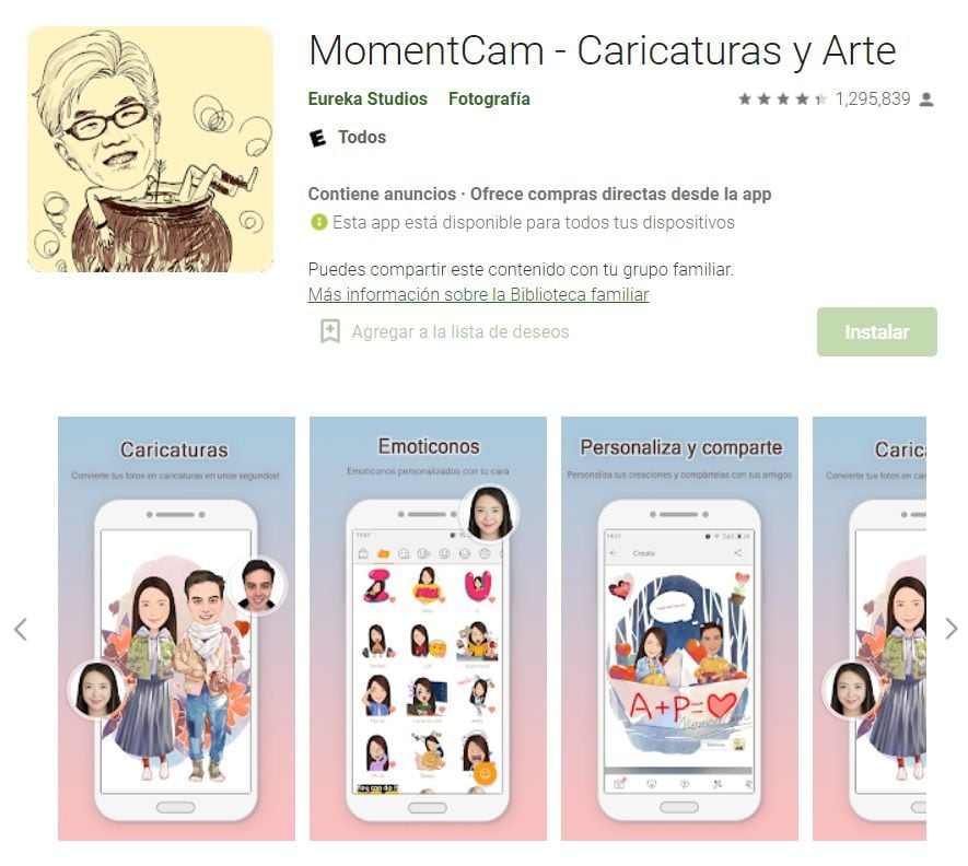 MomentCam permite que você personalize os avatares criados