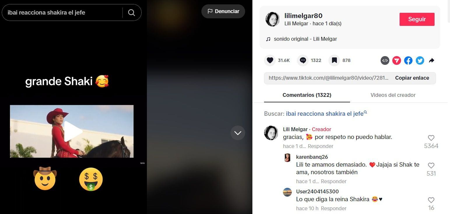 Lili Melgar reaccionó en redes sociales a su participación en El jefe - crédito @lilimelgar80/TikTok