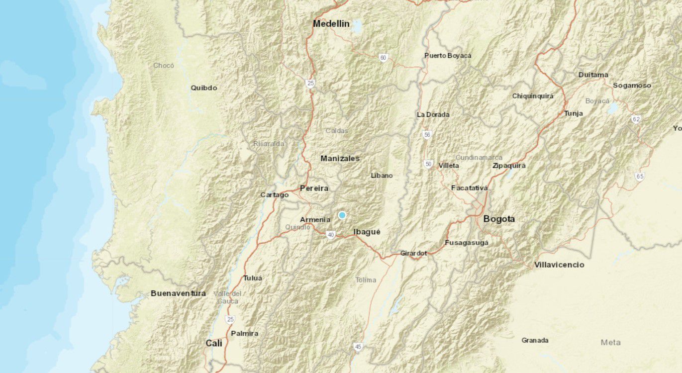 Se reportó un sismo en Ibagué, Tolima - crédito Servicio Geológico Colombiano