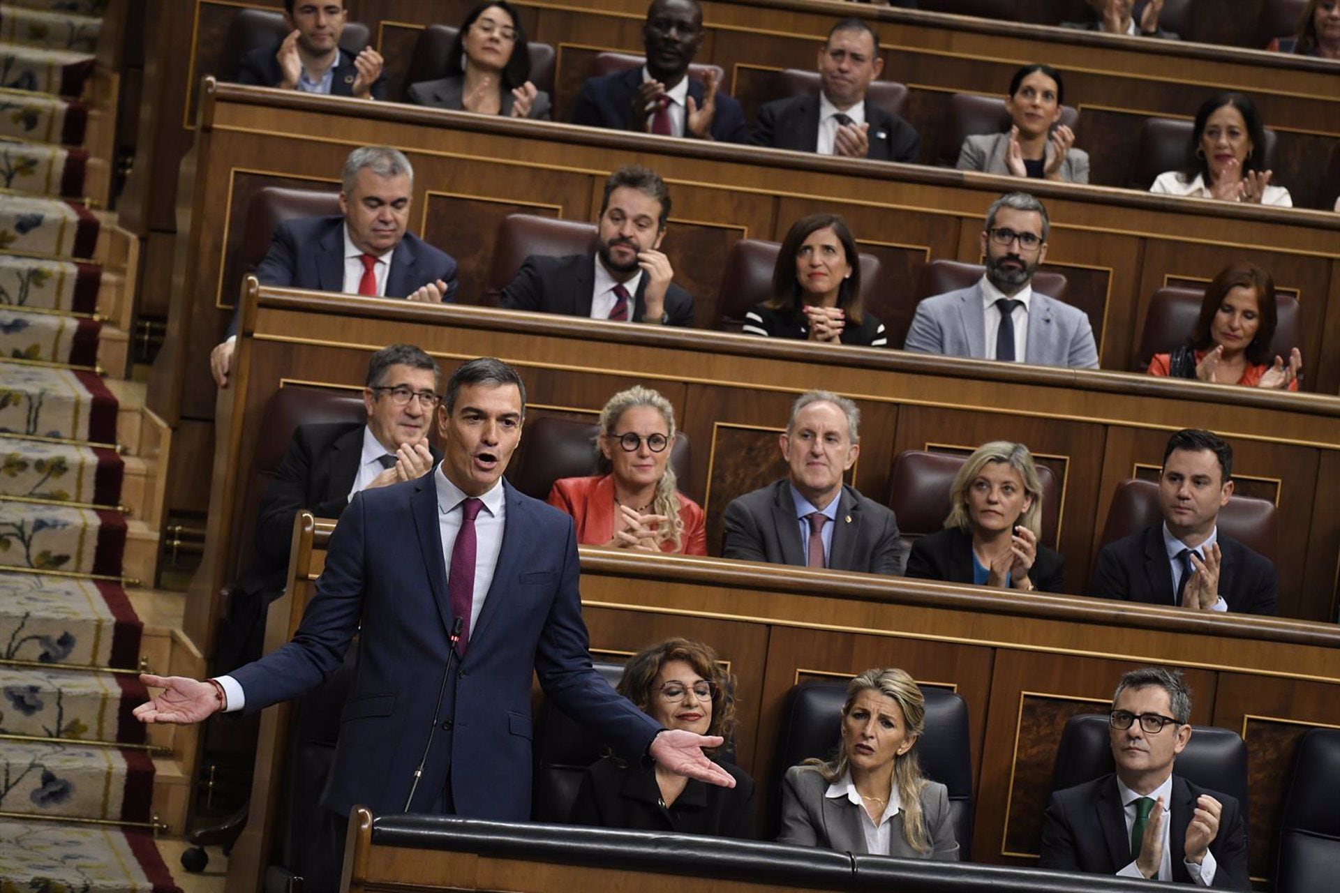 El presidente del Gobierno, Pedro Sánchez ,interviene durante una sesión de control al Gobierno, en el Congreso de los Diputados, a 16 de octubre de 2024, en Madrid. (Fernando Sánchez/Europa Press) 