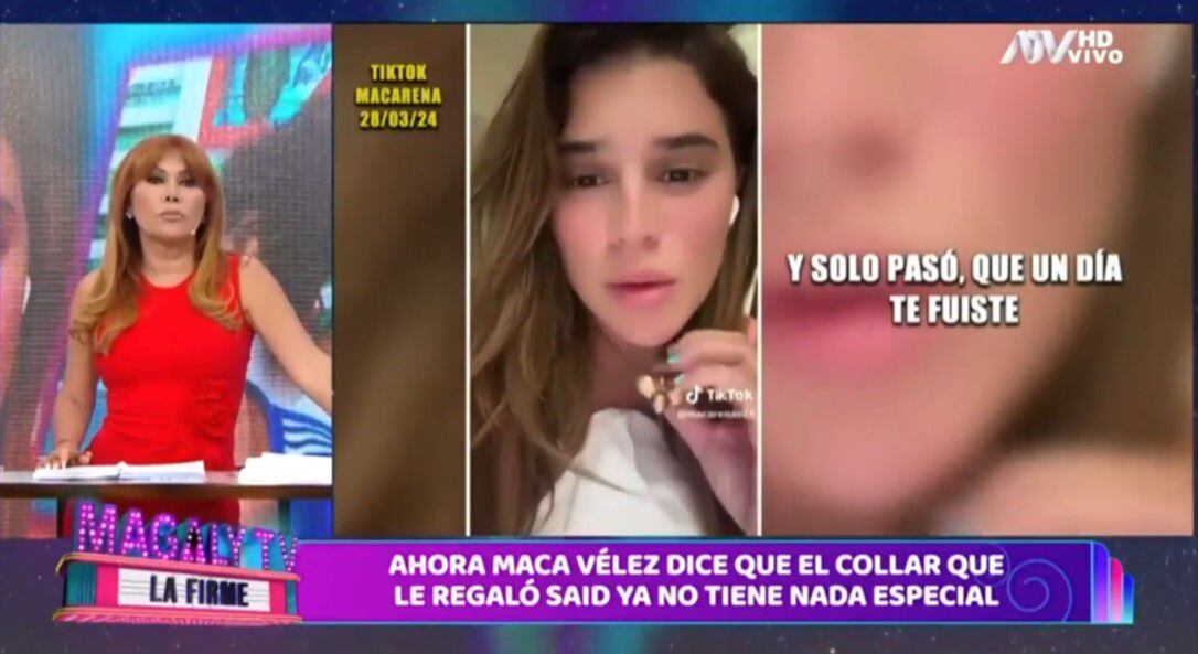 Macarena Vélez publicó enigmático video a poco del compromiso de Alejandra Baigorria y Said Palao. (Captura: Magaly TV La Firme)