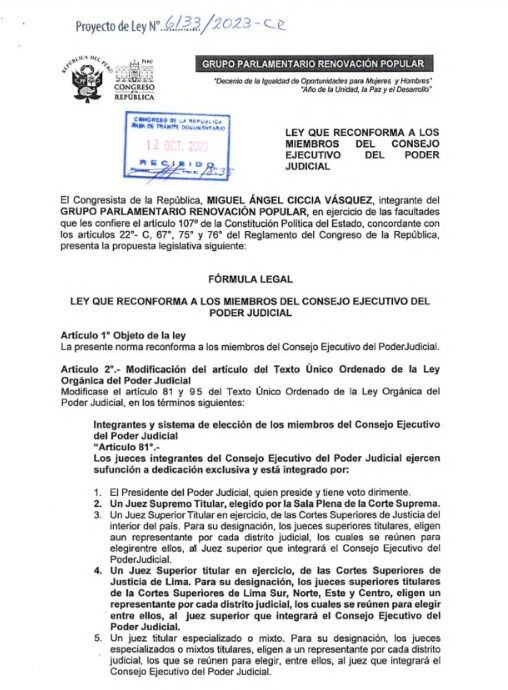 Propuesta de Renovación Popular contra el sistema judicial.