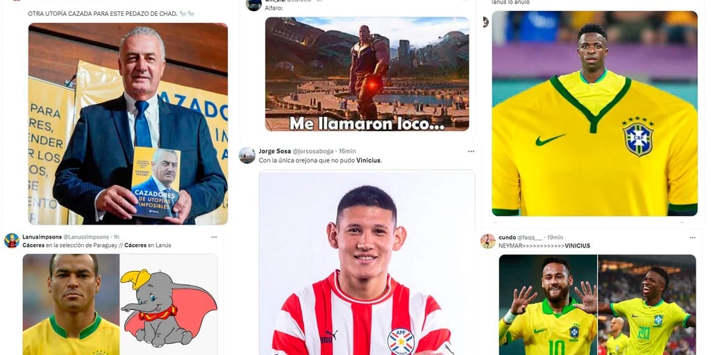 Los mejores memes de la derrota de Brasil ante Paraguay: del duelo Vinicius-Cáceres al “cazador de utopías” Alfaro