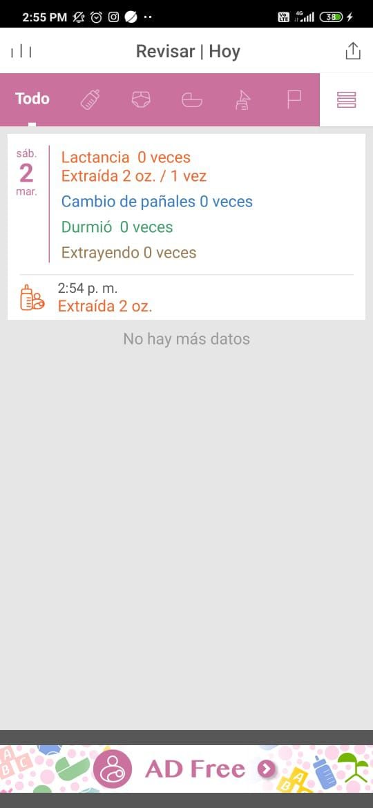 La aplicación permite especificar información relacionada con los hábitos. (Baby Tracker)