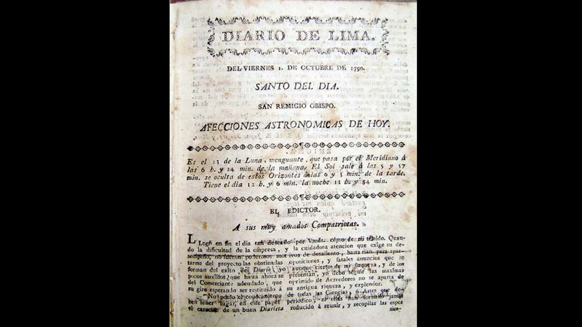 La vida de Bausate y Meza no se limitó al periodismo. Como abogado, defendió causas ante la Real Audiencia y participó en la Sociedad de Amantes del País, un influyente círculo ilustrado.  (BNP)