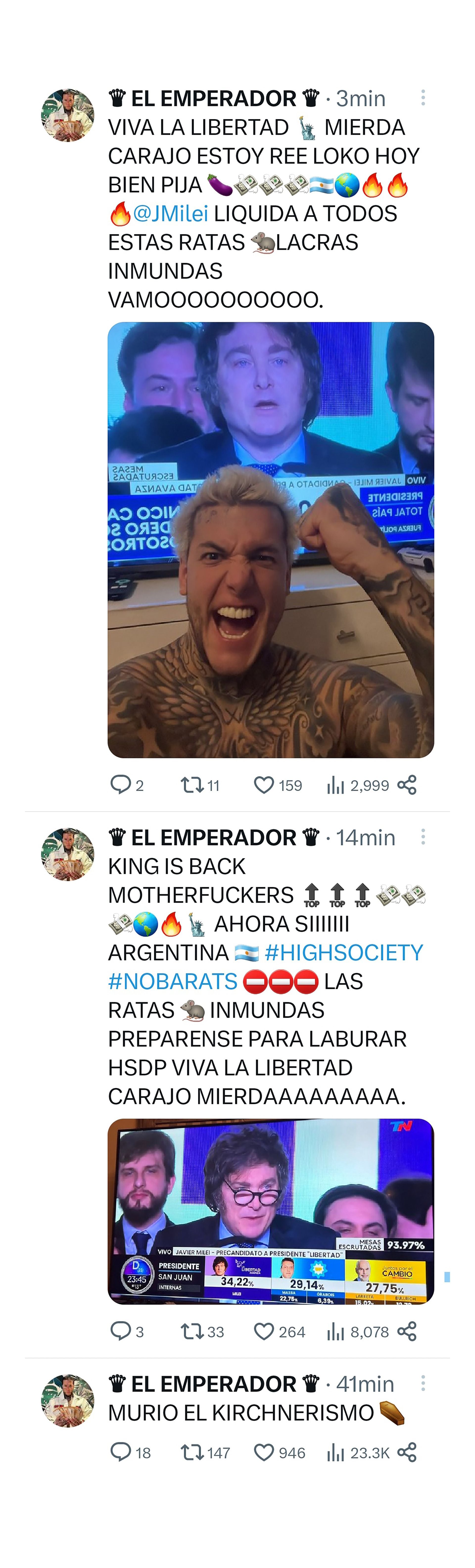 Alex Caniggia se expresó en Twitter