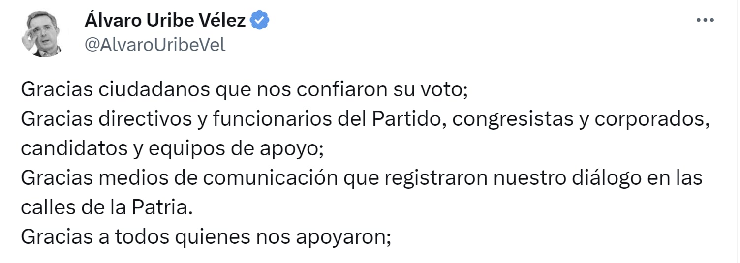 El partido de oposición Centro Democrático asegura que está reconstruyendo su capital político tras las elecciones locales - crédito X