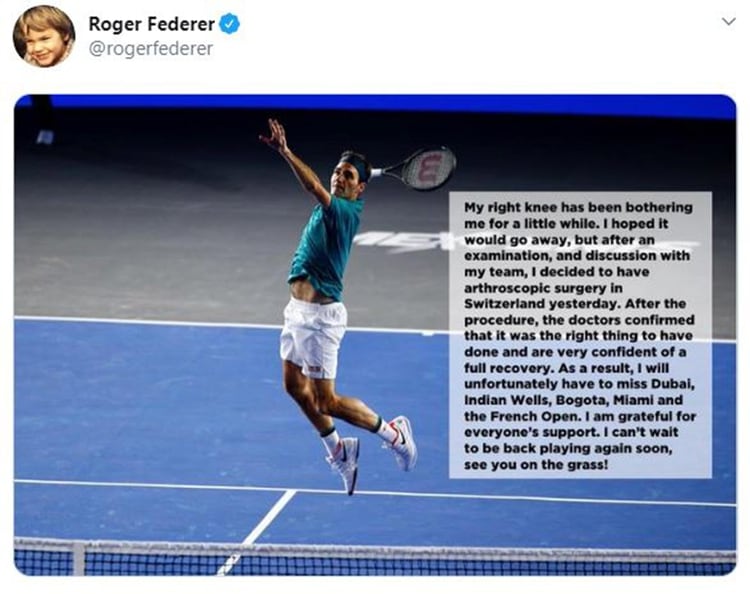Este es posteo de Federer en sus redes sociales para anunciar su baja del circuito (@rogerfederer)