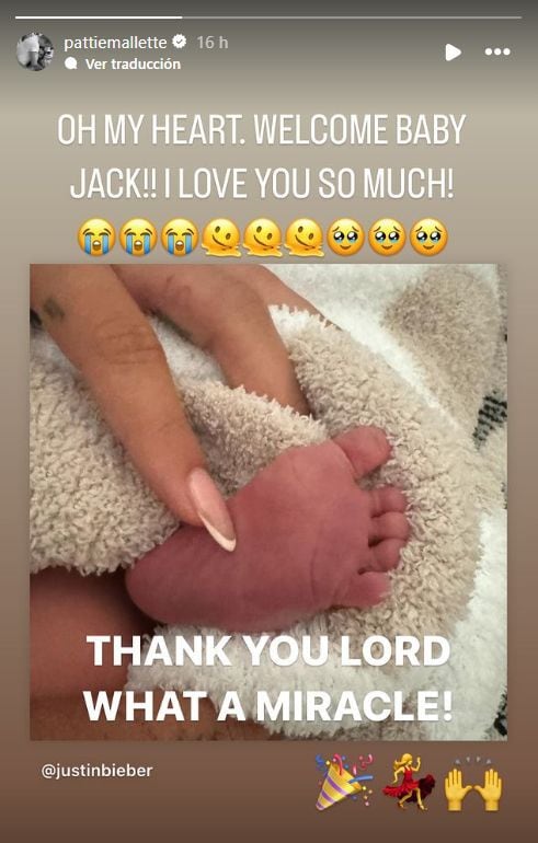 Justin Bieber y su esposa, Hailey, anunciaron este año el nacimiento de su primer hijo, Jack Blues, y están disfrutando de su nueva vida como padres (Instagram/@pattiemallette)