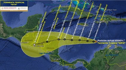 La tormenta tropical Iota continúa su avance sobre el Mar Caribe (Foto: Servicio Meteorológico Nacional)