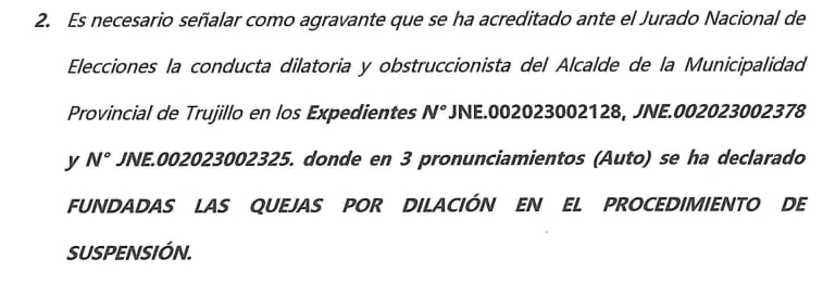 Solicitud de Jorge Vásquez Tirado en la que pide que se acredite la vacancia del alcalde de Trujillo. JNE