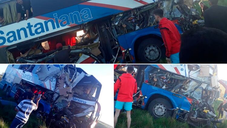 Imágenes del tremendo choque entre un micro de larga distancia y un camión en la Ruta Nacional 14