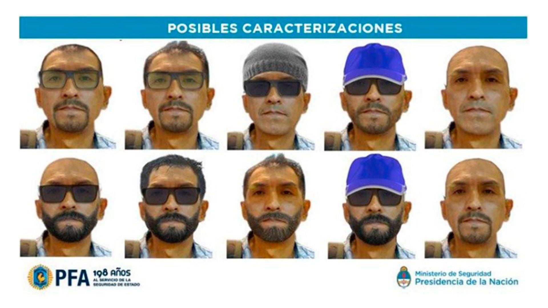 Los identikits que había hecho la PFA