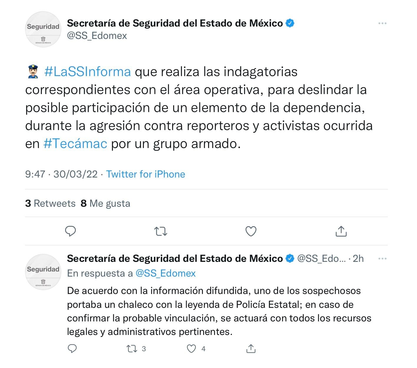 Agression du SS EDOMEX à Tecámac