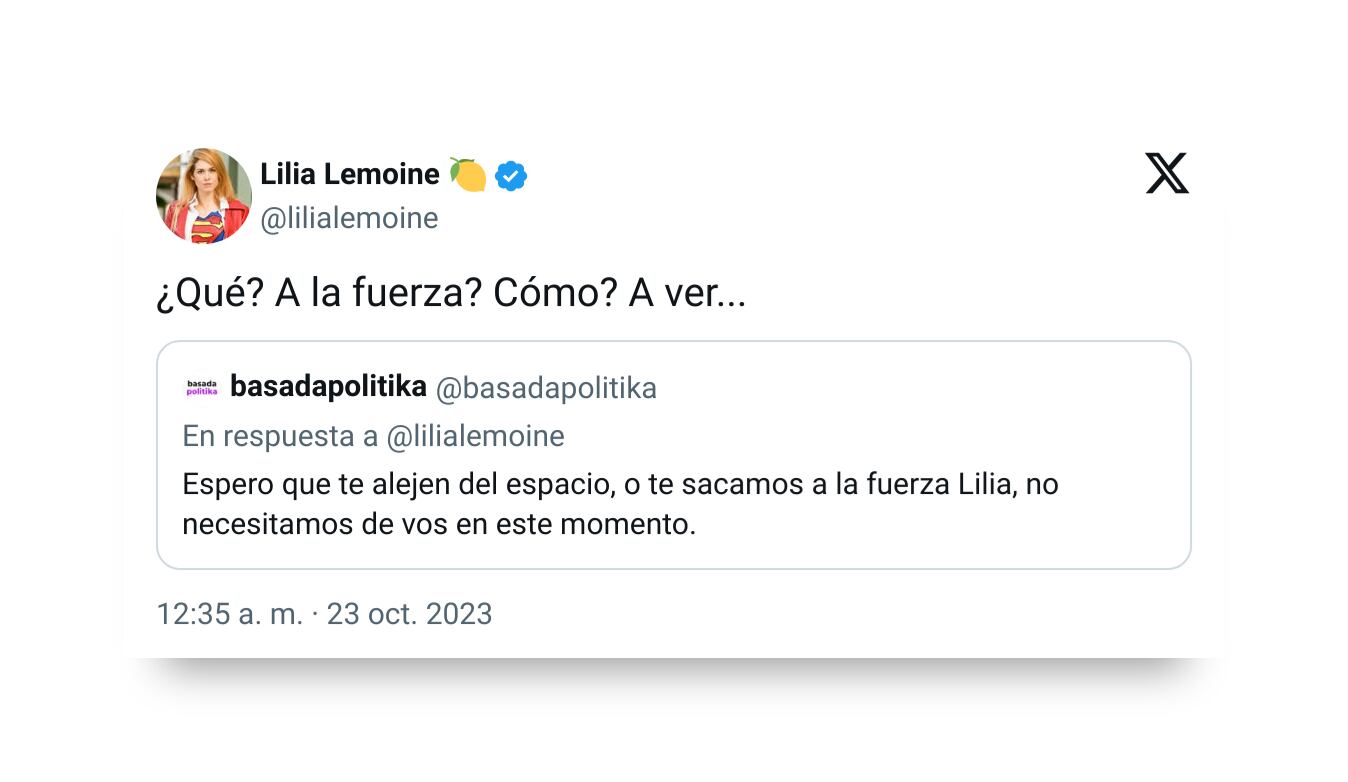 Tuit de Lilia Lemoine