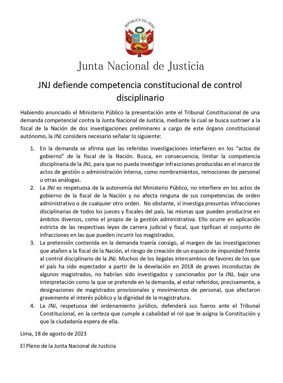 Comunicado de JNJ