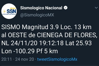 Informe Nacional Terremoto del Terremoto en Nuevo Len